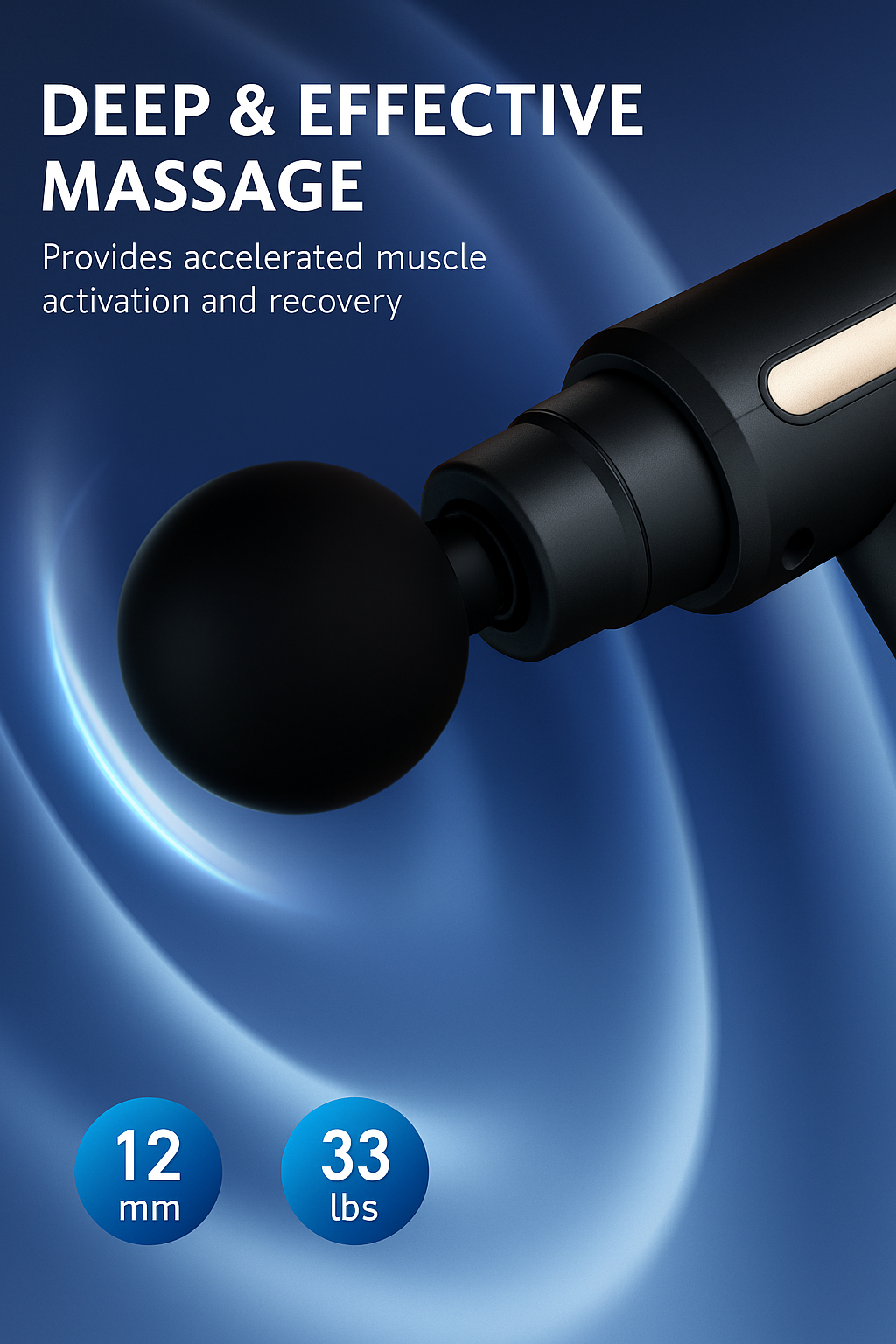 Deep Tissue Massage Gun for Pain Relief – Percussion Muscle Massager with 6 Speeds & 4 Heads, Handheld Electric Massager for Athletes, Workout Recovery & Relaxation