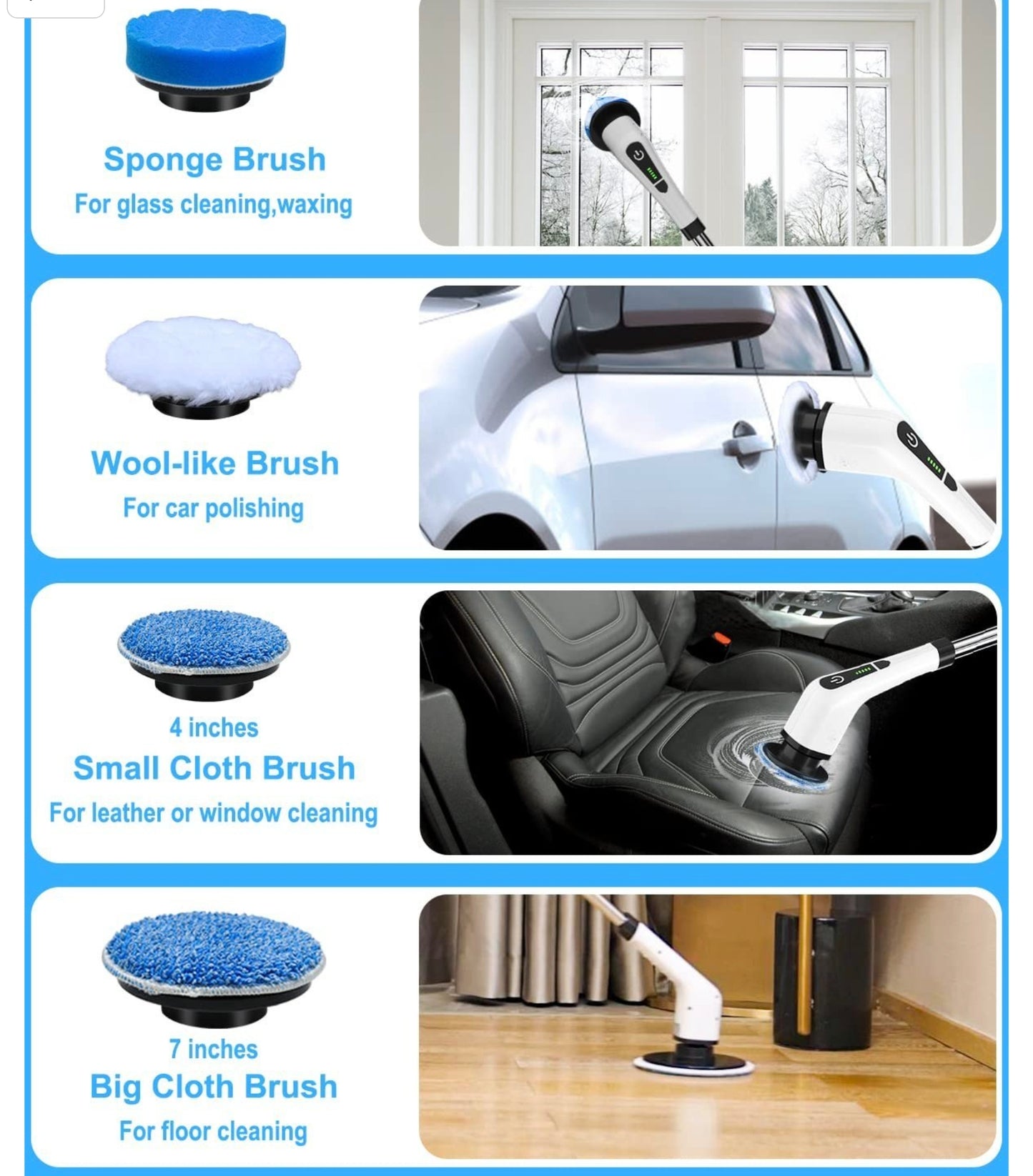 Electric Cleaning Brush for Home – Spin Scrubber with 4 Brush Heads, 90 Mins Runtime, Adjustable Handle & Fast Charging for Kitchen, Bathroom, Wall & Floor