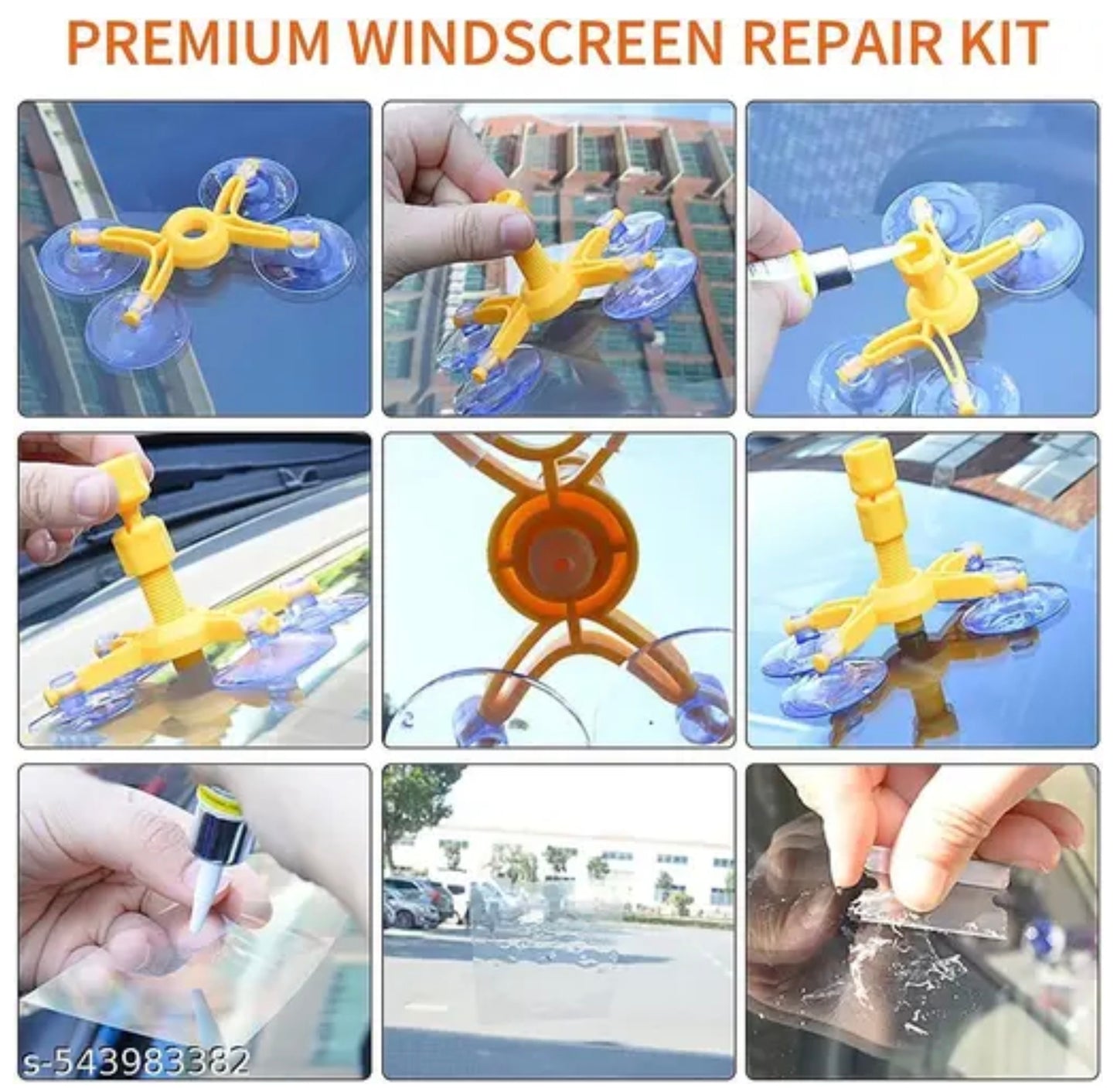 Windscreen Repair Kit, Car Windscreen Crack Repair Kit with Durable Resin, Fix Auto Windscreen Glass Cracks, Chip, Bulls Eye, Star Break, Half Moon