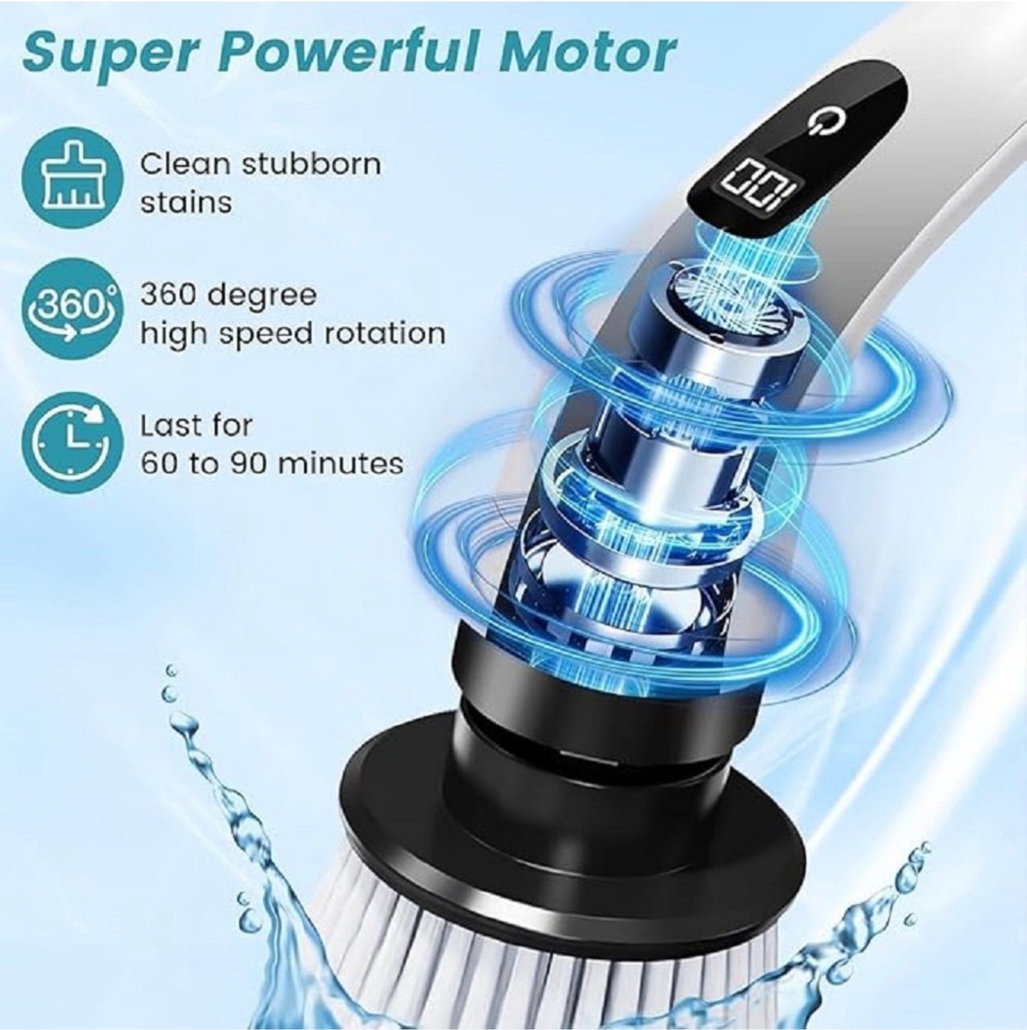 Electric Cleaning Brush for Home – Spin Scrubber with 4 Brush Heads, 90 Mins Runtime, Adjustable Handle & Fast Charging for Kitchen, Bathroom, Wall & Floor