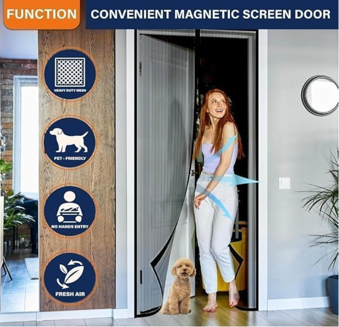 Mosquito Door Net – Premium Magnetic Mesh Screen for Doorways, Hands-Free Closure with Strong Velcro and Magnets – Easy to Install Insect Protection for Home, Bedroom, Balcony, or Office – Washable & Durable
