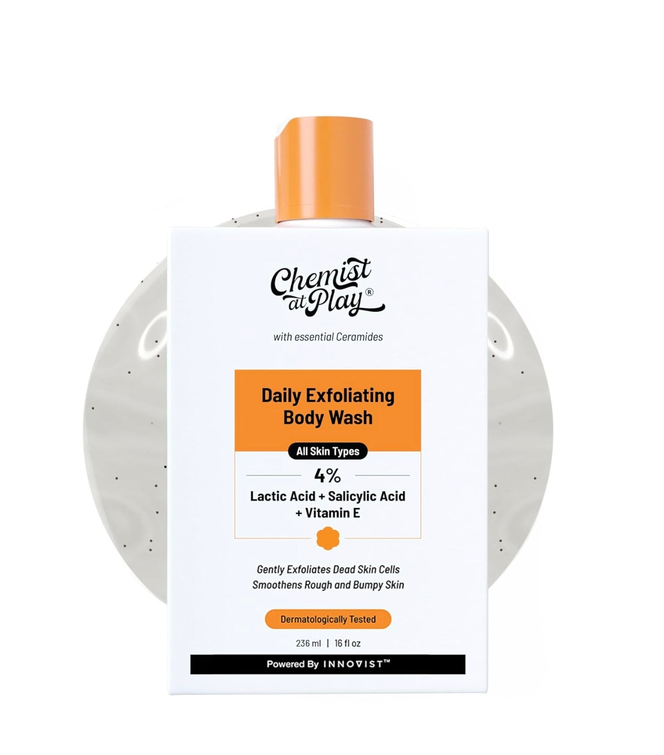 Chemist At Play Exfoliating Body Wash 236ml|4% (Salicylic Acid,Vitamin E & Lactic Acid)|Paraben & SLS Free|Gentle Exfoliating Shower Gel|Removes Tan & Body Acne|Prevents Dry,Rough,Bumpy Skin|Unisex