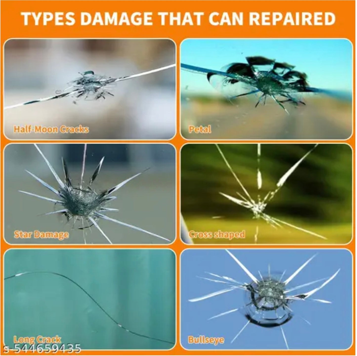 Windscreen Repair Kit, Car Windscreen Crack Repair Kit with Durable Resin, Fix Auto Windscreen Glass Cracks, Chip, Bulls Eye, Star Break, Half Moon