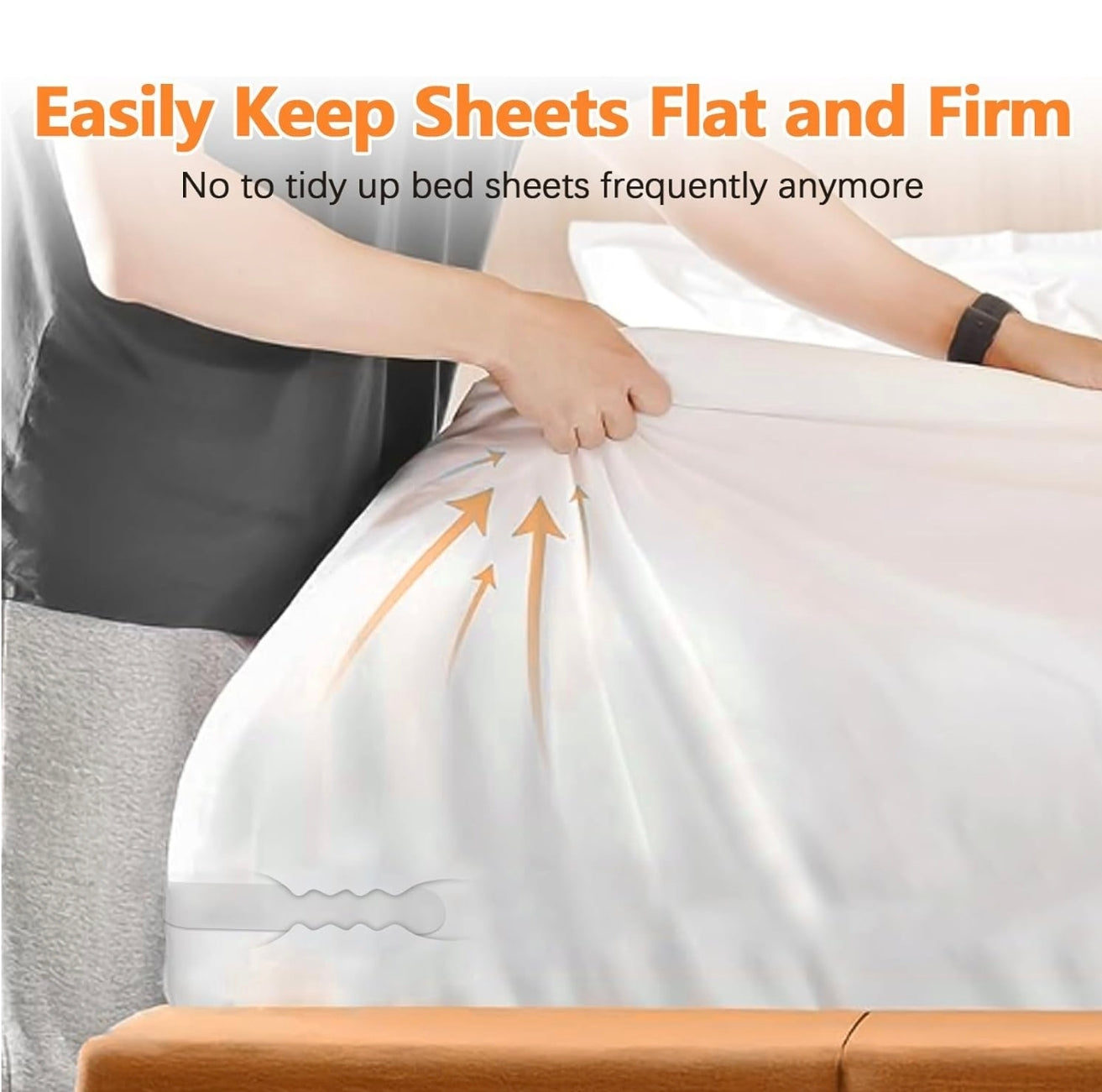 Adjustable Elastic Bedsheet Holders – Set of 4 Triangle Grippers with Strong Clips | Anti-Slip Bedsheet Fasteners for All Mattress Sizes – Keeps Sheets Tight & Wrinkle-Free All Night