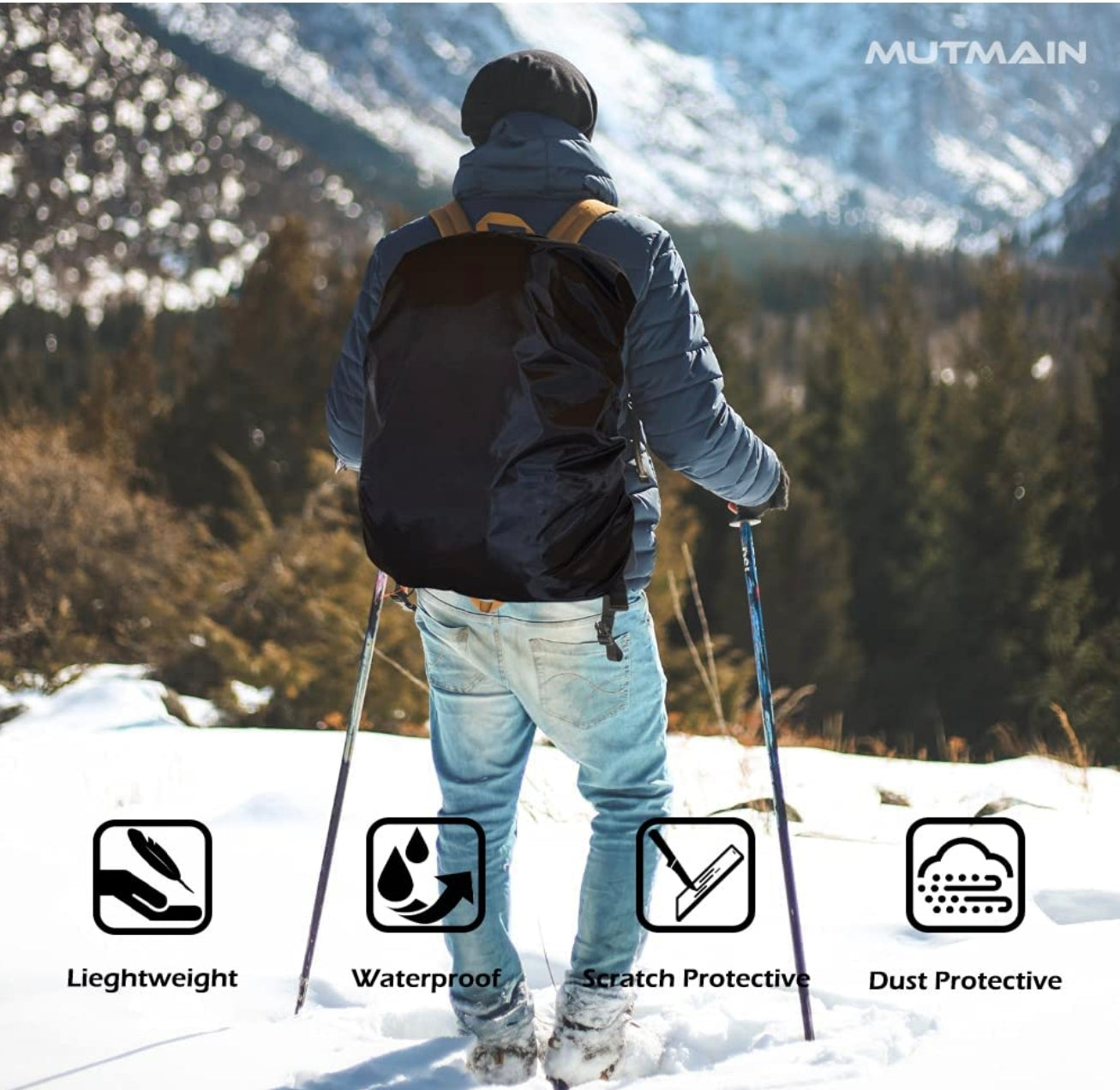 Waterproof Backpack Rain Cover – Pack of 2, Universal Fit for 20L to 40L Bags | Tear-Resistant, Dustproof & Lightweight Nylon Protection for School, Travel, Hiking & Daily Use (Black & Blue)