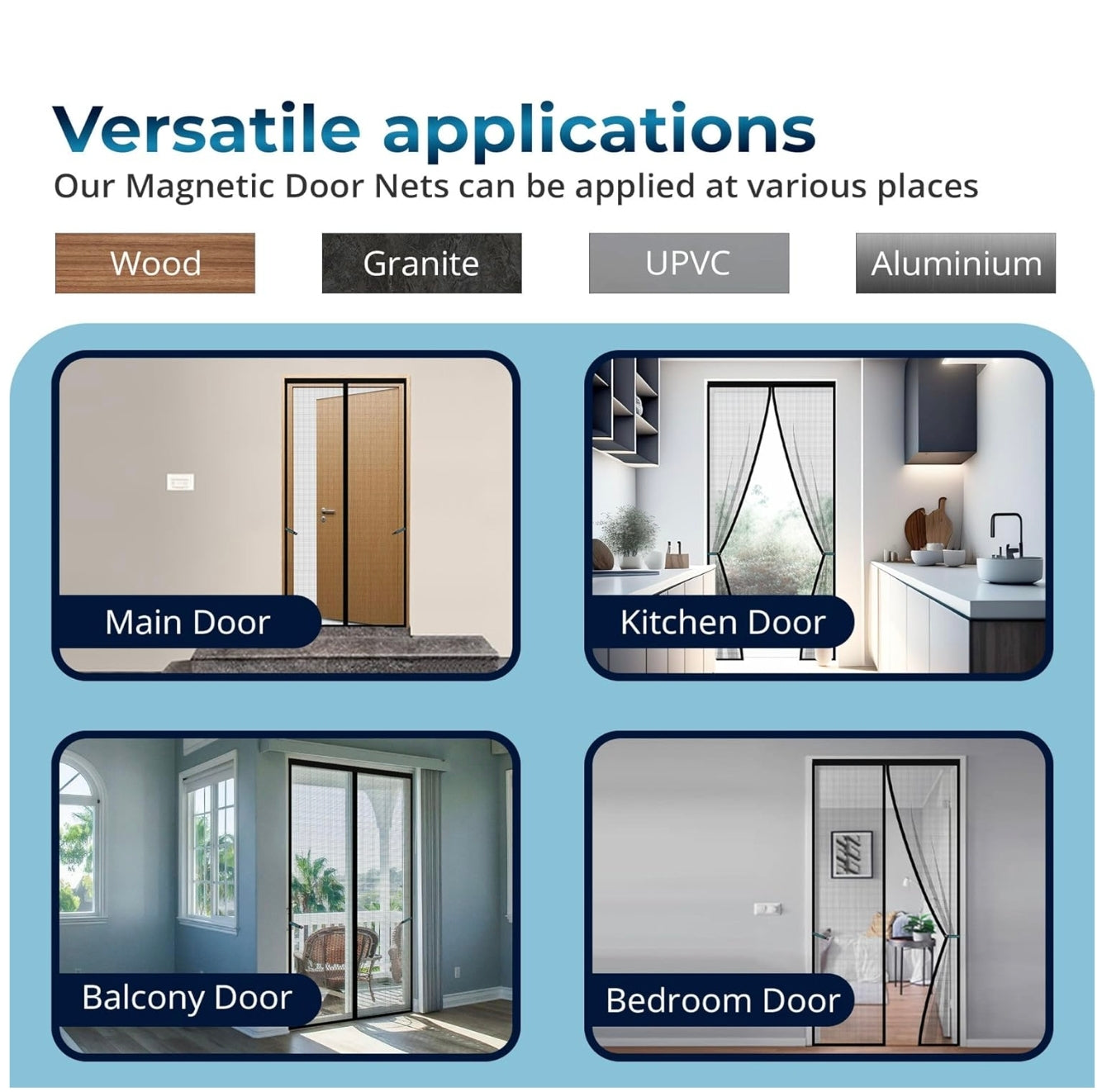 Mosquito Door Net – Premium Magnetic Mesh Screen for Doorways, Hands-Free Closure with Strong Velcro and Magnets – Easy to Install Insect Protection for Home, Bedroom, Balcony, or Office – Washable & Durable