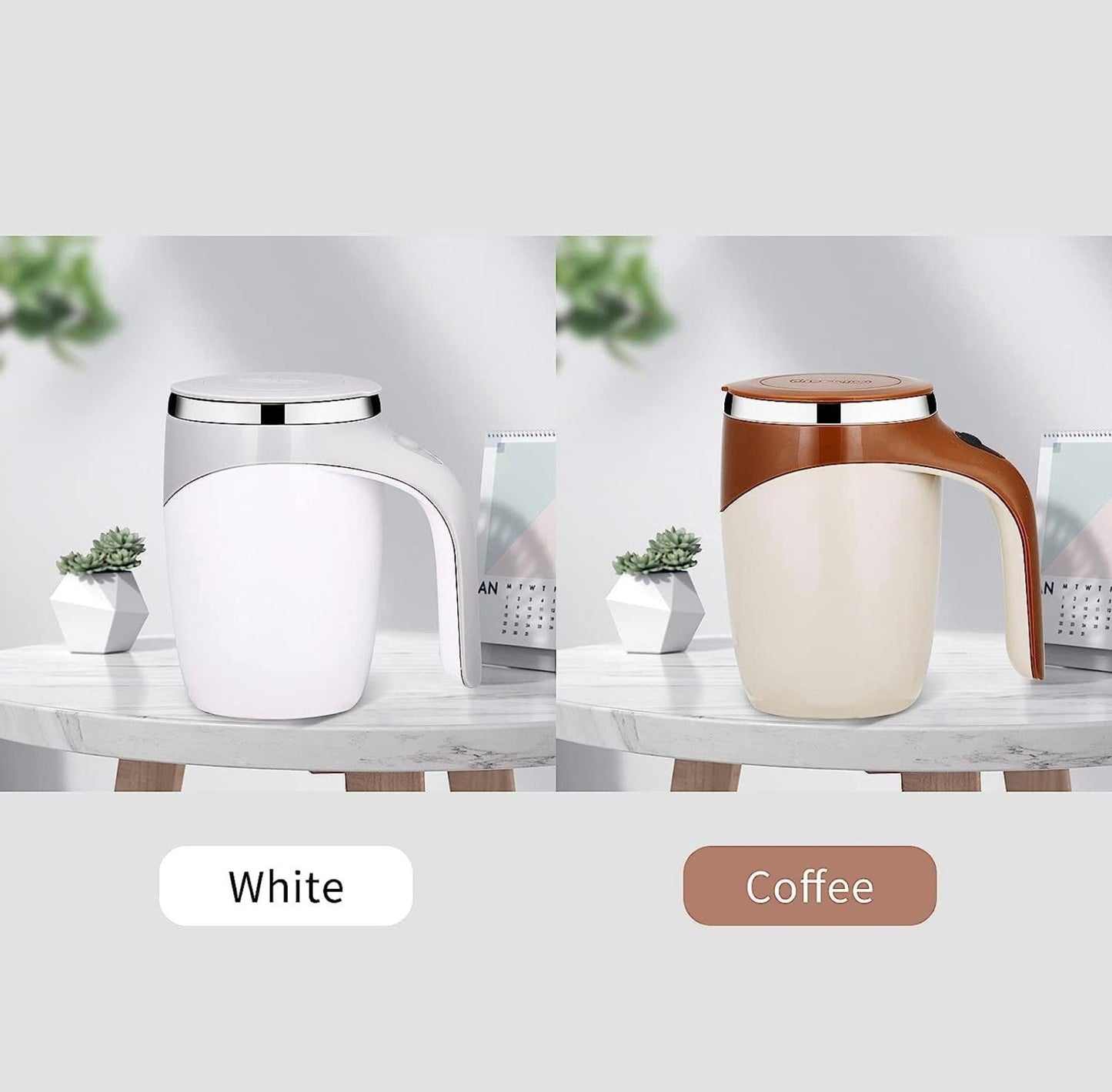 Self-Stirring Magnetic Mug | Automatic Mixing Coffee Mug with Lid | Portable Stainless Steel Travel Cup for Tea, Coffee, Protein Shakes & More | USB Rechargeable, Spill-Proof Design