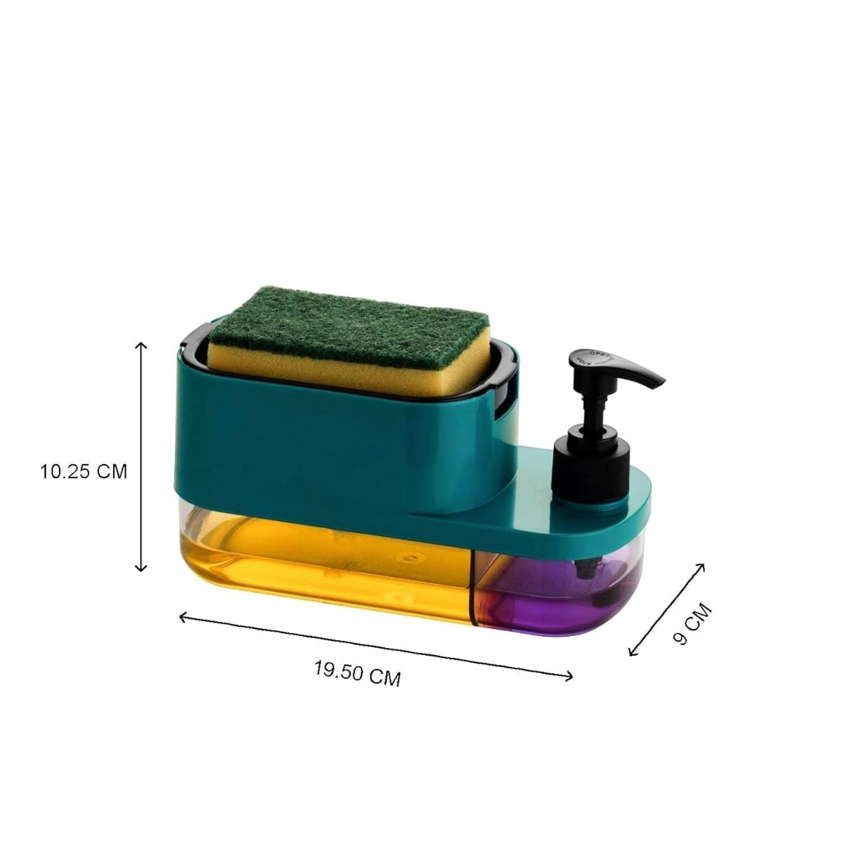 Dishwash Liquid Soap Dispenser with Sponge Holder | 2-in-1 Kitchen Sink Soap Pump for Easy Cleaning | Leak-Proof, Durable & Compact Design