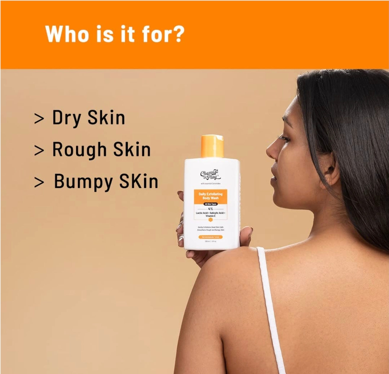Chemist At Play Exfoliating Body Wash 236ml|4% (Salicylic Acid,Vitamin E & Lactic Acid)|Paraben & SLS Free|Gentle Exfoliating Shower Gel|Removes Tan & Body Acne|Prevents Dry,Rough,Bumpy Skin|Unisex