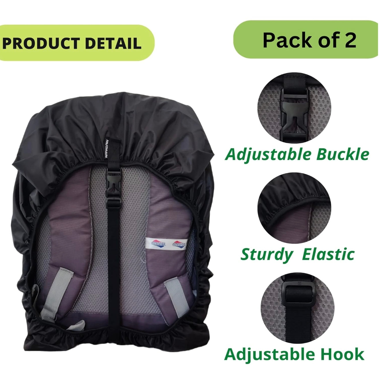 Waterproof Backpack Rain Cover – Pack of 2, Universal Fit for 20L to 40L Bags | Tear-Resistant, Dustproof & Lightweight Nylon Protection for School, Travel, Hiking & Daily Use (Black & Blue)