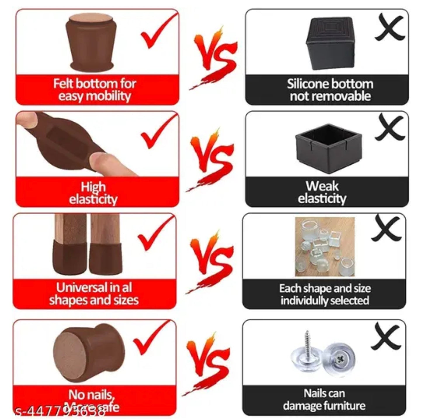 Chair Leg Protectors, 16Pcs Chair Leg Covers to Protect Floors, Chair Leg Caps Pad Suitable for Round and Square/Protecting Hardwood Floors from Scratches and Noise, Fits 1.18inch to 1.65inch