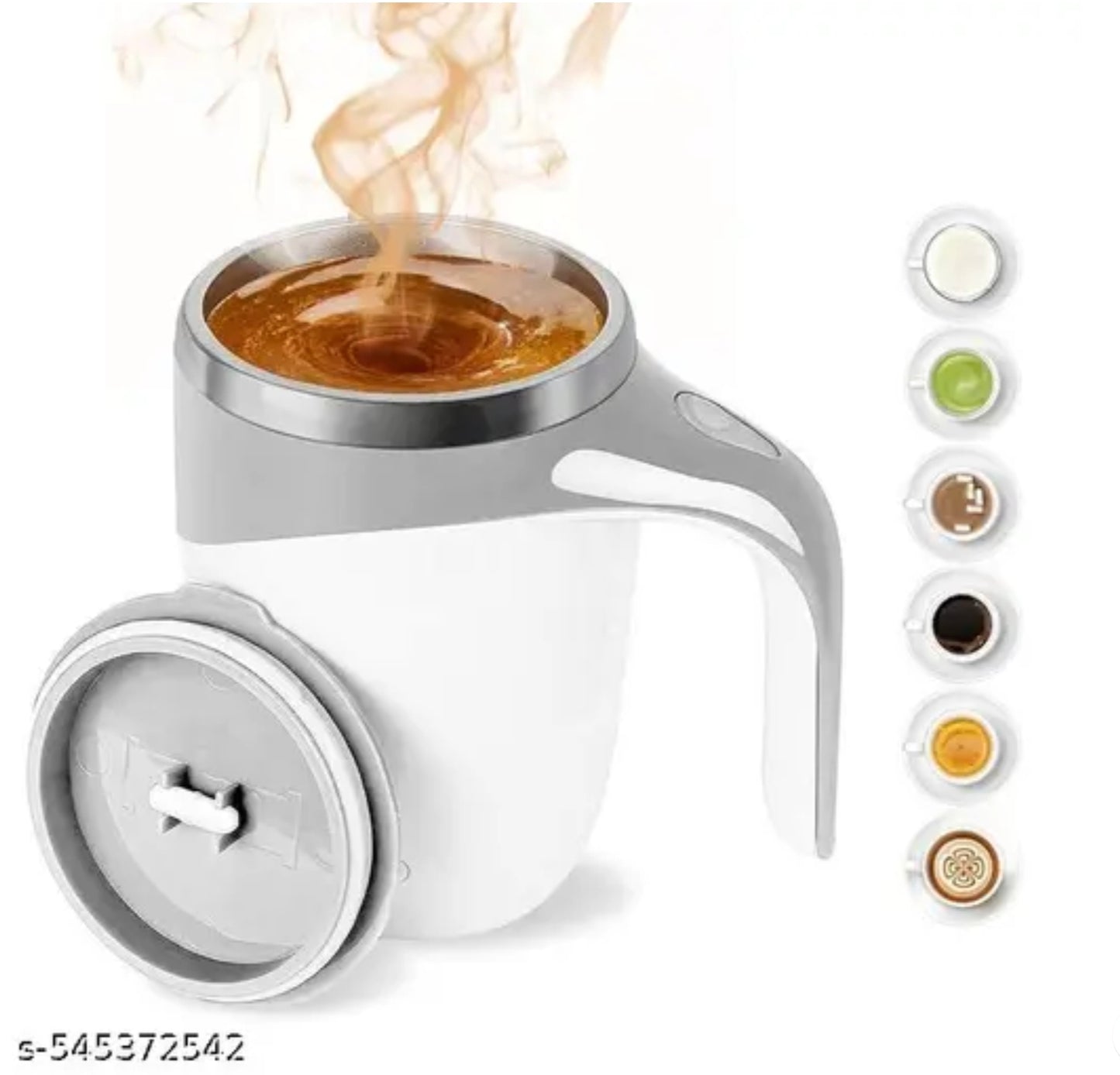 Self-Stirring Magnetic Mug | Automatic Mixing Coffee Mug with Lid | Portable Stainless Steel Travel Cup for Tea, Coffee, Protein Shakes & More | USB Rechargeable, Spill-Proof Design