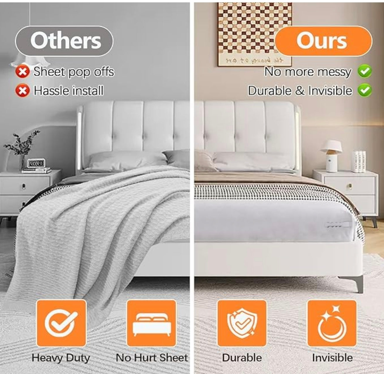 Adjustable Elastic Bedsheet Holders – Set of 4 Triangle Grippers with Strong Clips | Anti-Slip Bedsheet Fasteners for All Mattress Sizes – Keeps Sheets Tight & Wrinkle-Free All Night