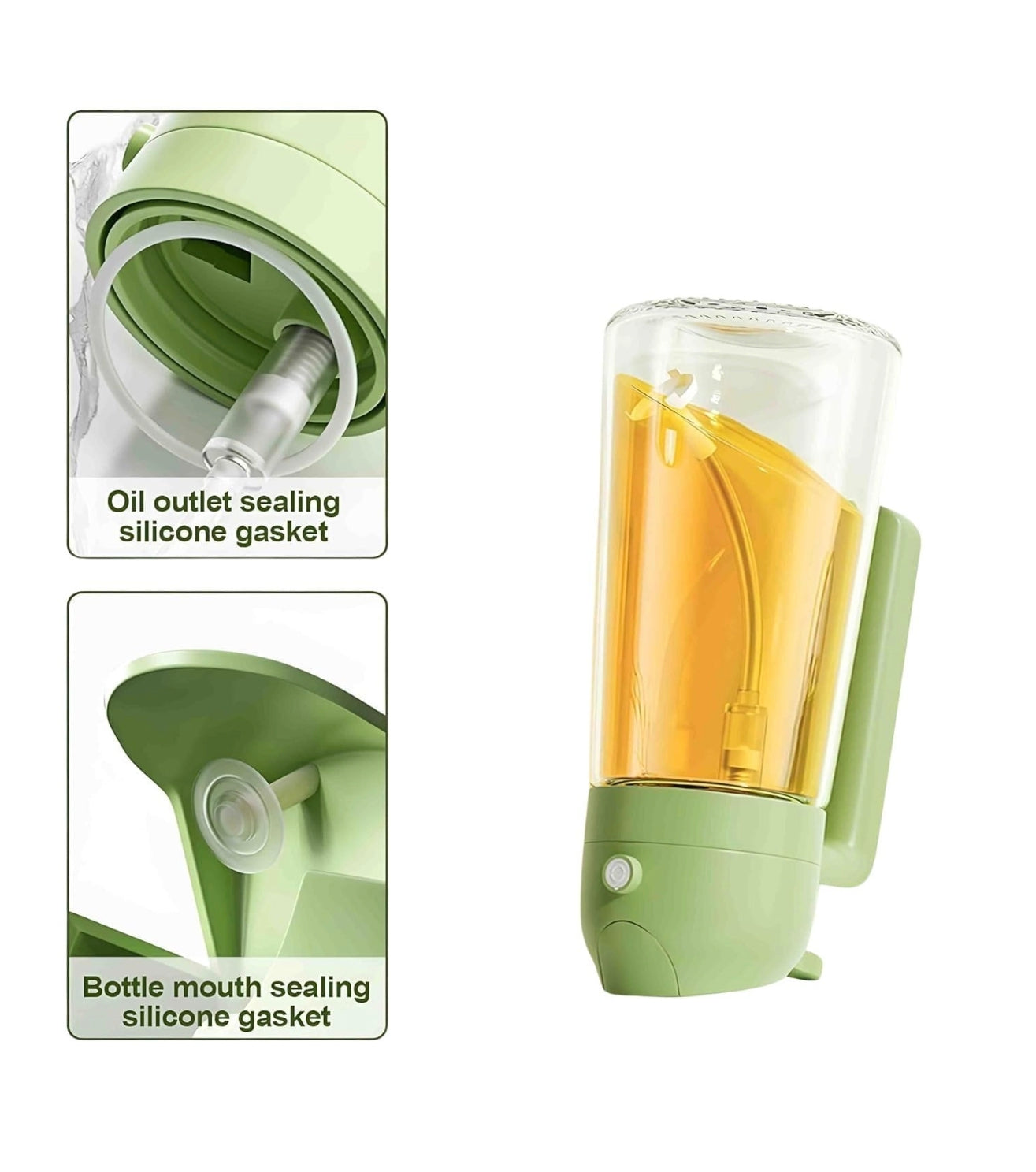 2-in-1 Oil Dispenser with Brush | Leak-Proof Glass Oil Bottle for Kitchen | Oil & Vinegar Dispenser with Silicone Basting Brush for Cooking, Grilling, and Baking