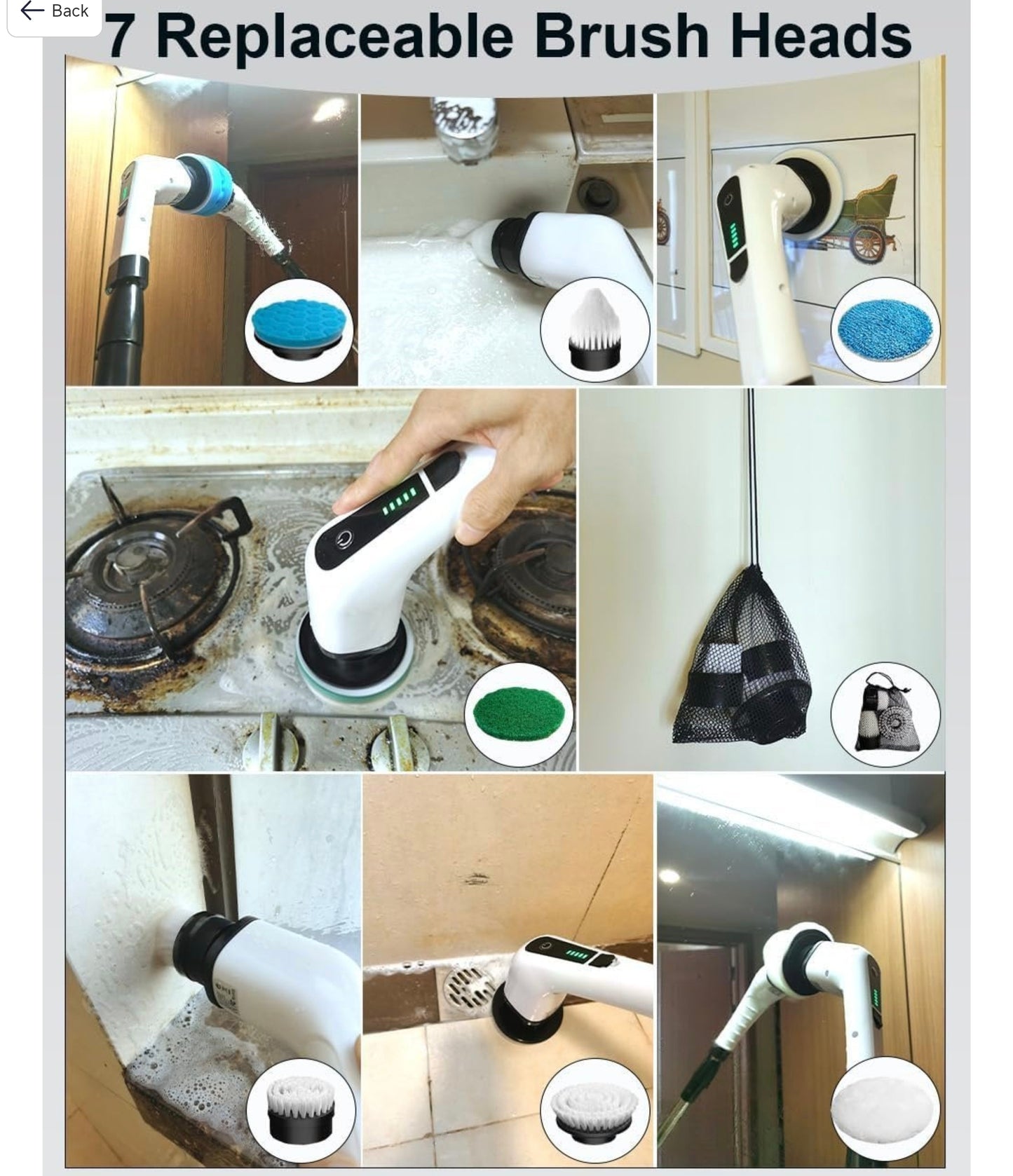 Electric Cleaning Brush for Home – Spin Scrubber with 4 Brush Heads, 90 Mins Runtime, Adjustable Handle & Fast Charging for Kitchen, Bathroom, Wall & Floor