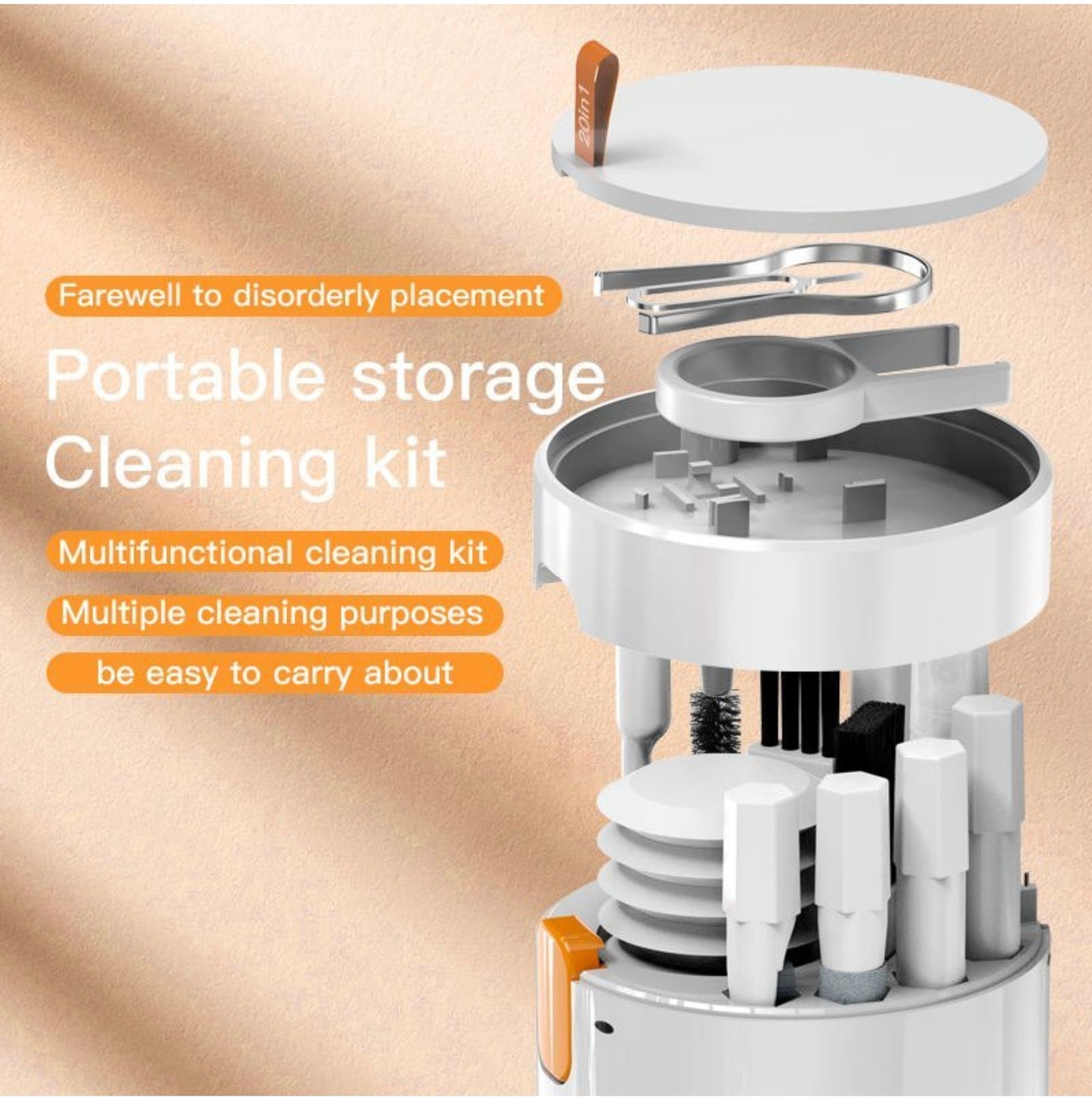 20-in-1 Electronics Cleaning Kit for Laptop, Keyboard, Earbuds, Camera, Smartphone & PC – Multi-Functional Screen Cleaner, Brush, Cleaning Pen, Microfiber Cloth & Tools for Gadgets