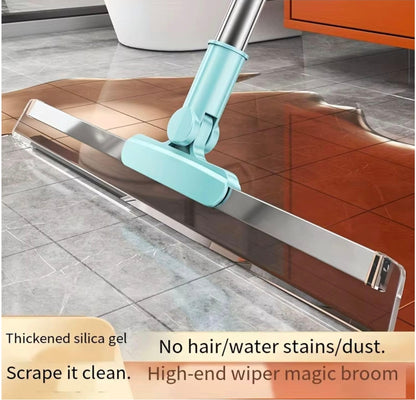 Multifunctional Magic Broom | 2-in-1 Silicone Floor Wiper & Sweeper | Adjustable Handle, Washable & Scratch-Free | Ideal for Wet and Dry Cleaning of Tiles, Marble, Glass, and Hardwood Floors