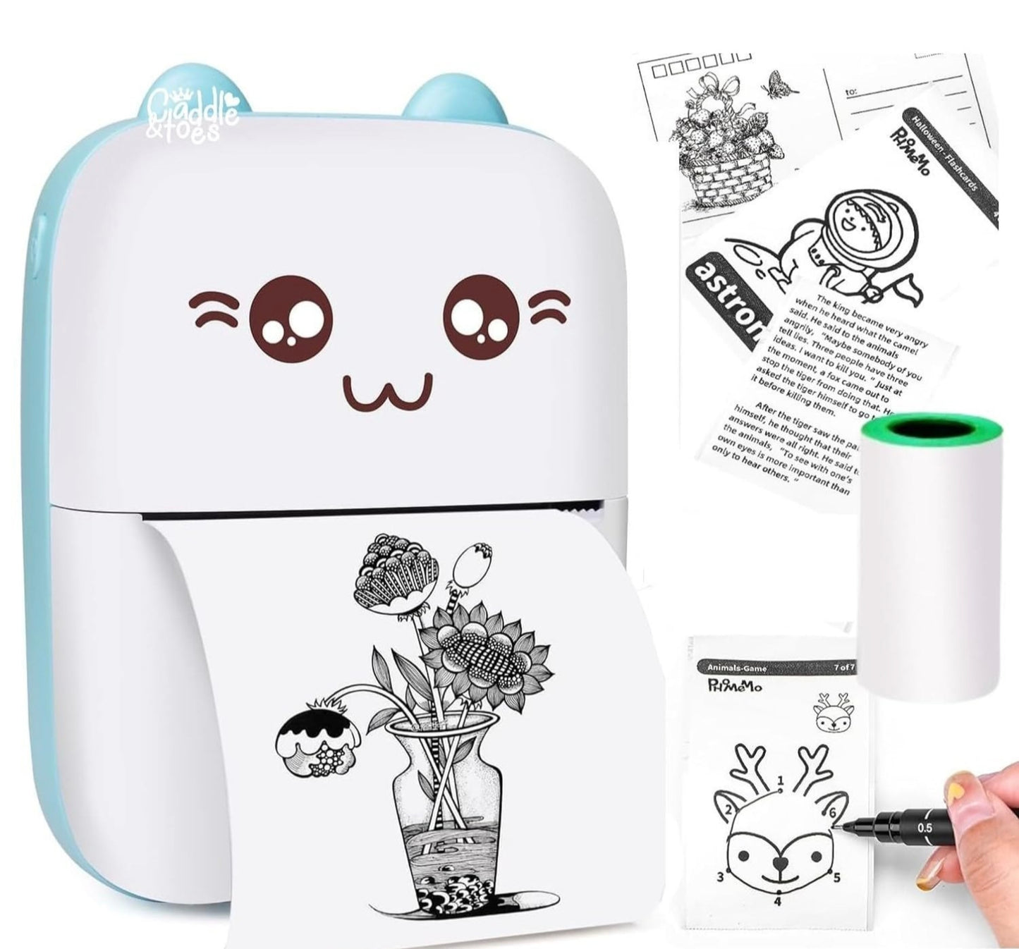 Mini Portable Bluetooth Pocket Printer | Wireless Thermal Printer for Photos, Notes, Labels | Compatible with Android & iOS | Inkless Mobile Printing for Office, School & Home Use