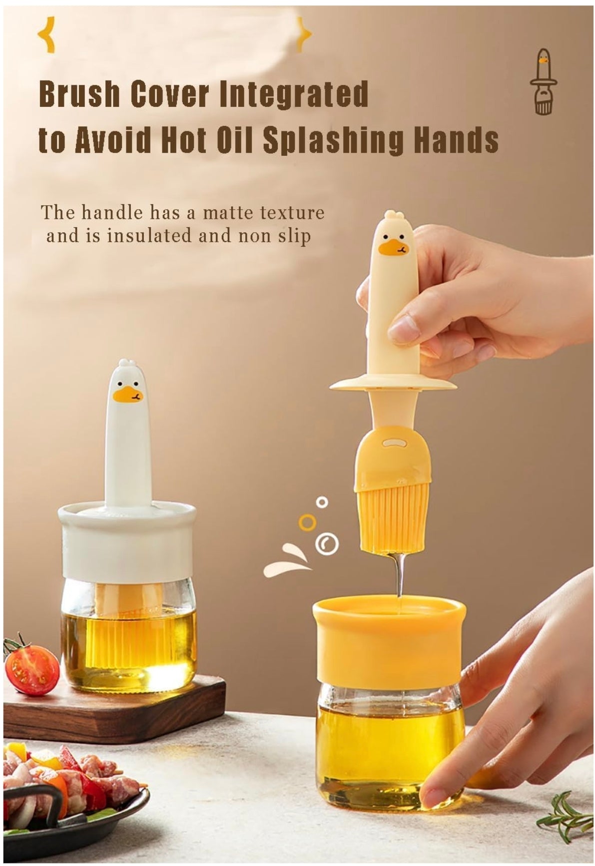 Oil Dispenser with Silicone Brush | Leak-Proof Glass Oil Bottle for Kitchen | 2-in-1 Oil and Sauce Dispenser for Cooking, Grilling, and Baking | Precise, Mess-Free Pouring