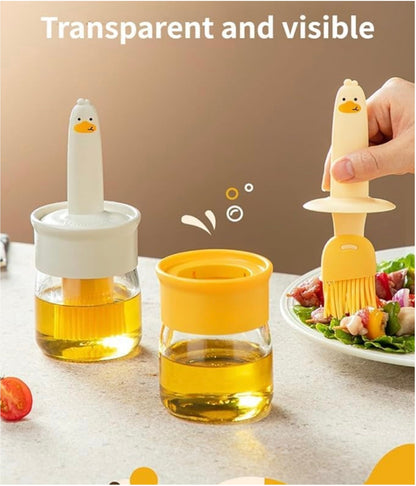Oil Dispenser with Silicone Brush | Leak-Proof Glass Oil Bottle for Kitchen | 2-in-1 Oil and Sauce Dispenser for Cooking, Grilling, and Baking | Precise, Mess-Free Pouring