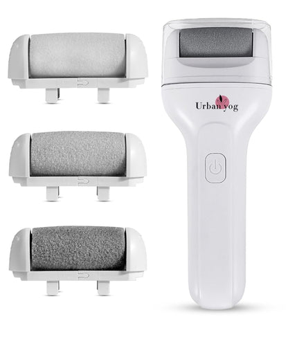 Urban Yog Electric Callus Remover for Feet – Rechargeable Foot File with Powerful Motor & 3 Roller Heads, Painless Pedicure Tool for Smooth, Soft Feet at Home