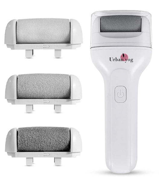Urban Yog Electric Callus Remover for Feet – Rechargeable Foot File with Powerful Motor & 3 Roller Heads, Painless Pedicure Tool for Smooth, Soft Feet at Home