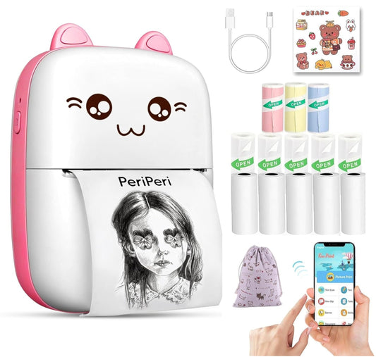 Mini Portable Bluetooth Pocket Printer | Wireless Thermal Printer for Photos, Notes, Labels | Compatible with Android & iOS | Inkless Mobile Printing for Office, School & Home Use