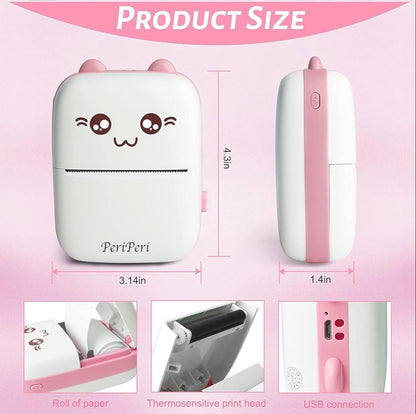 Mini Portable Bluetooth Pocket Printer | Wireless Thermal Printer for Photos, Notes, Labels | Compatible with Android & iOS | Inkless Mobile Printing for Office, School & Home Use