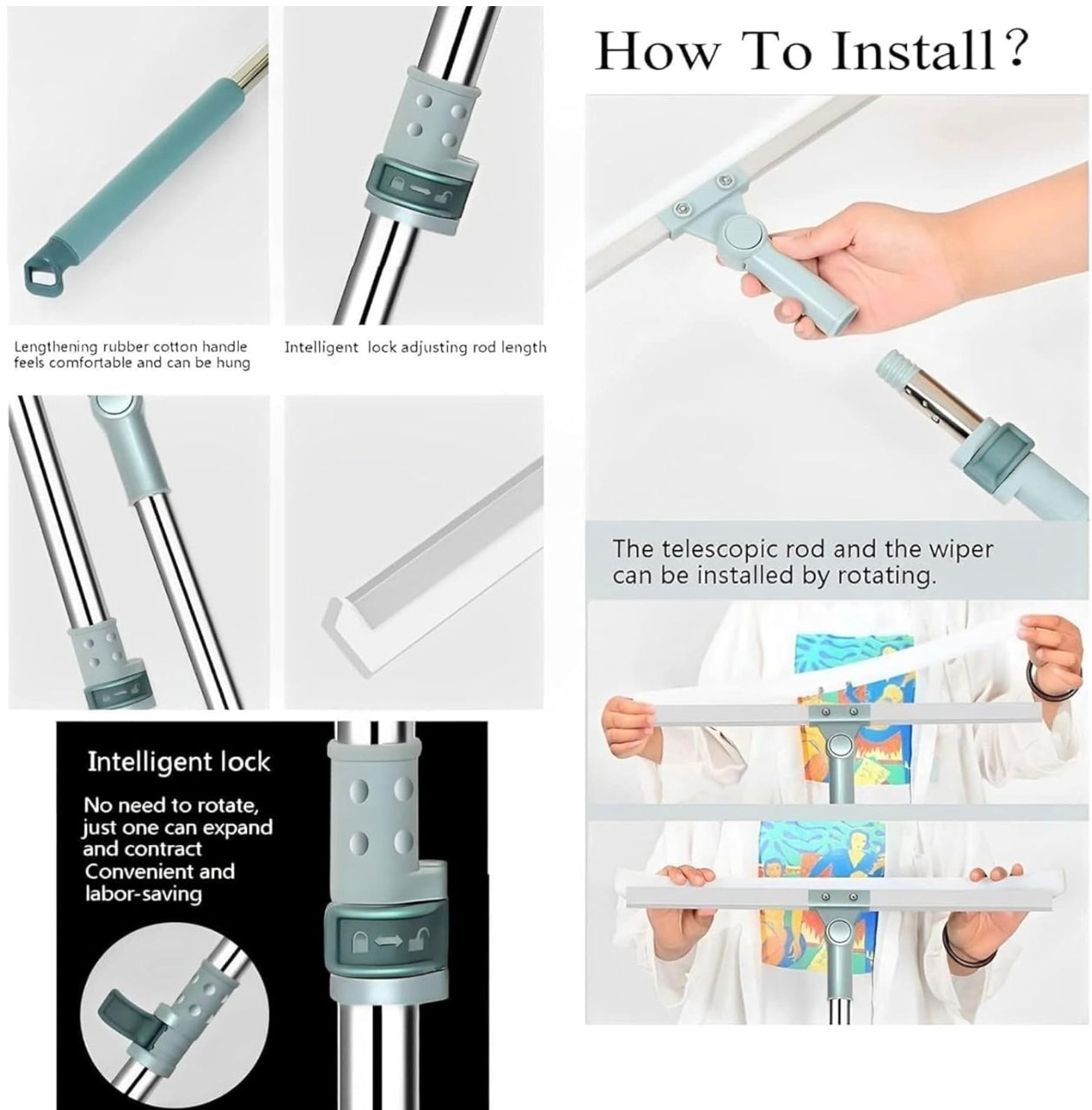 Multifunctional Magic Broom | 2-in-1 Silicone Floor Wiper & Sweeper | Adjustable Handle, Washable & Scratch-Free | Ideal for Wet and Dry Cleaning of Tiles, Marble, Glass, and Hardwood Floors