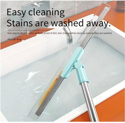 Multifunctional Magic Broom | 2-in-1 Silicone Floor Wiper & Sweeper | Adjustable Handle, Washable & Scratch-Free | Ideal for Wet and Dry Cleaning of Tiles, Marble, Glass, and Hardwood Floors