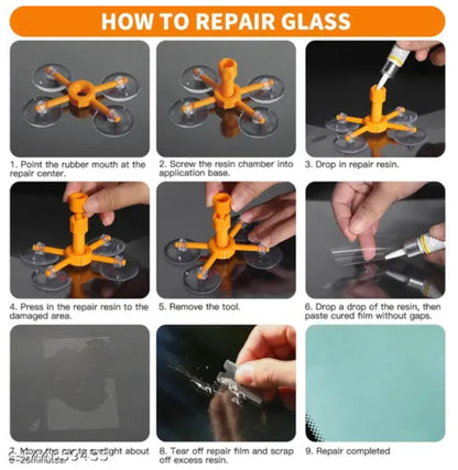 Windscreen Repair Kit, Car Windscreen Crack Repair Kit with Durable Resin, Fix Auto Windscreen Glass Cracks, Chip, Bulls Eye, Star Break, Half Moon