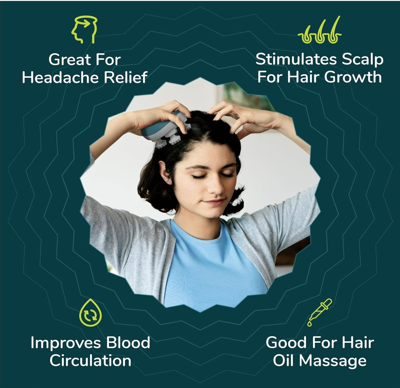 HealMassager Electric Scalp Massager for Hair Growth & Stress Relief – Rechargeable Handheld Head Massager with 4 Massage Nodes, Waterproof Design for Wet & Dry Use