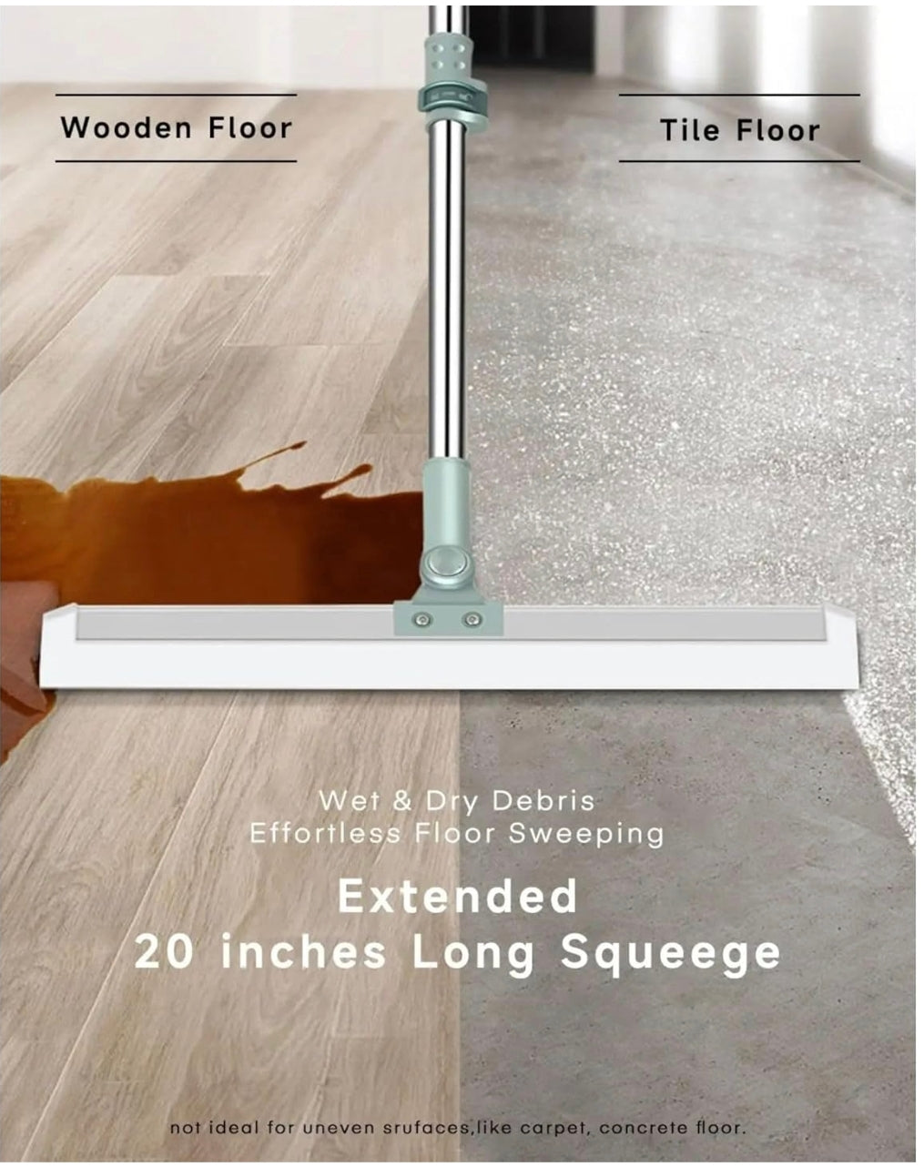 Multifunctional Magic Broom | 2-in-1 Silicone Floor Wiper & Sweeper | Adjustable Handle, Washable & Scratch-Free | Ideal for Wet and Dry Cleaning of Tiles, Marble, Glass, and Hardwood Floors