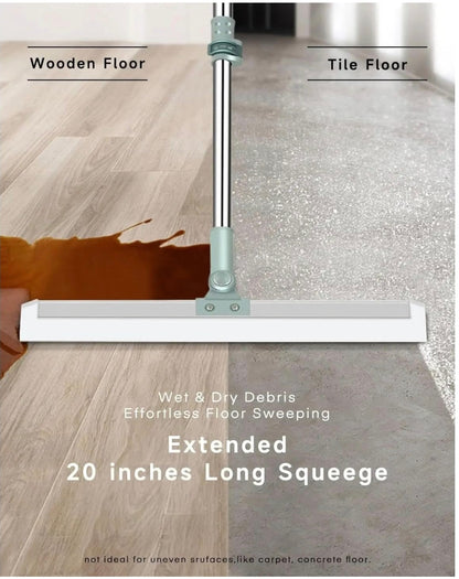 Multifunctional Magic Broom | 2-in-1 Silicone Floor Wiper & Sweeper | Adjustable Handle, Washable & Scratch-Free | Ideal for Wet and Dry Cleaning of Tiles, Marble, Glass, and Hardwood Floors
