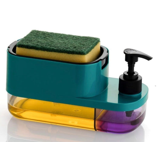 Dishwash Liquid Soap Dispenser with Sponge Holder | 2-in-1 Kitchen Sink Soap Pump for Easy Cleaning | Leak-Proof, Durable & Compact Design