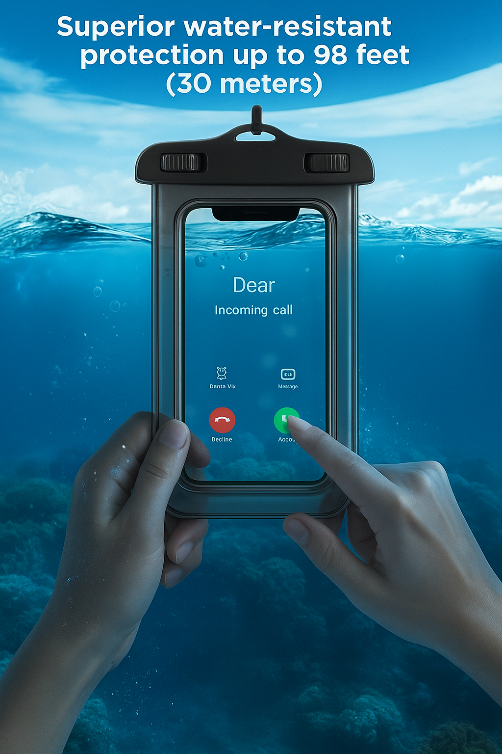 Universal Waterproof Phone Pouch (Pack of 1) | IPX8 Certified Dry Bag Case with Touchscreen Access & Lanyard | Underwater Protection up to 30m for iPhone, Samsung & All Smartphones – Transparent Front & Back