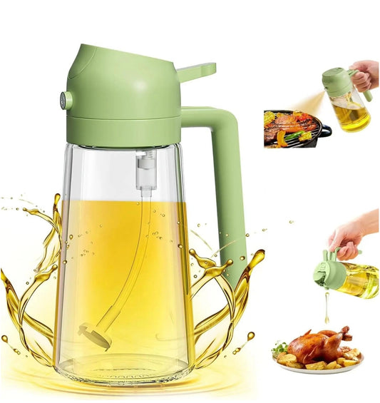 2-in-1 Oil Dispenser with Brush | Leak-Proof Glass Oil Bottle for Kitchen | Oil & Vinegar Dispenser with Silicone Basting Brush for Cooking, Grilling, and Baking