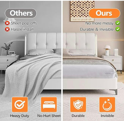 Adjustable Elastic Bedsheet Holders – Set of 4 Triangle Grippers with Strong Clips | Anti-Slip Bedsheet Fasteners for All Mattress Sizes – Keeps Sheets Tight & Wrinkle-Free All Night